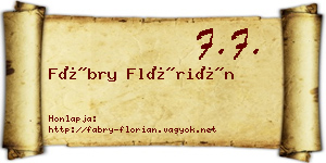Fábry Flórián névjegykártya